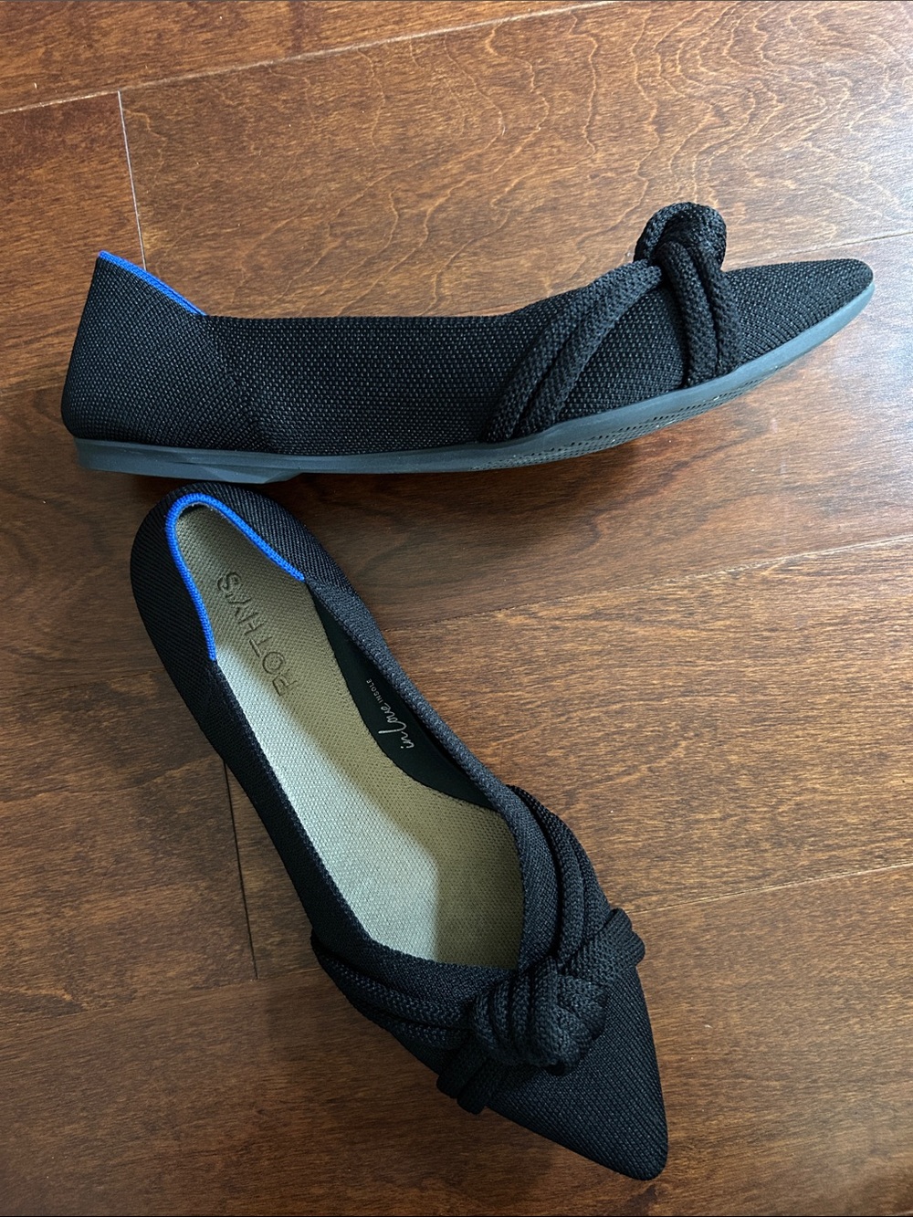 Rothy's The Knot Point Flats in Black, Size 9.5